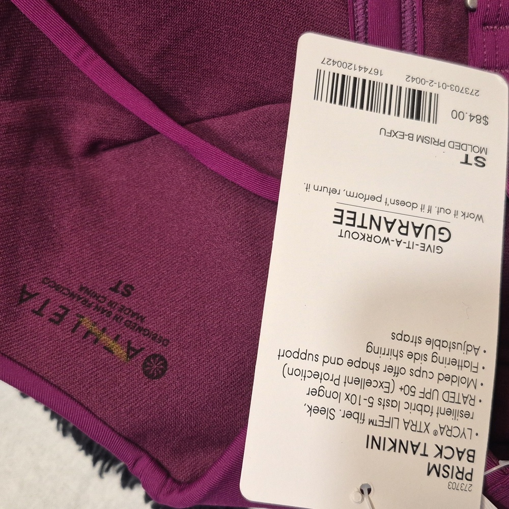 NWT Athleta Exotic Fuchsia Molded Prism Back Tankini Top Quick Dry - Picture 5 of 8